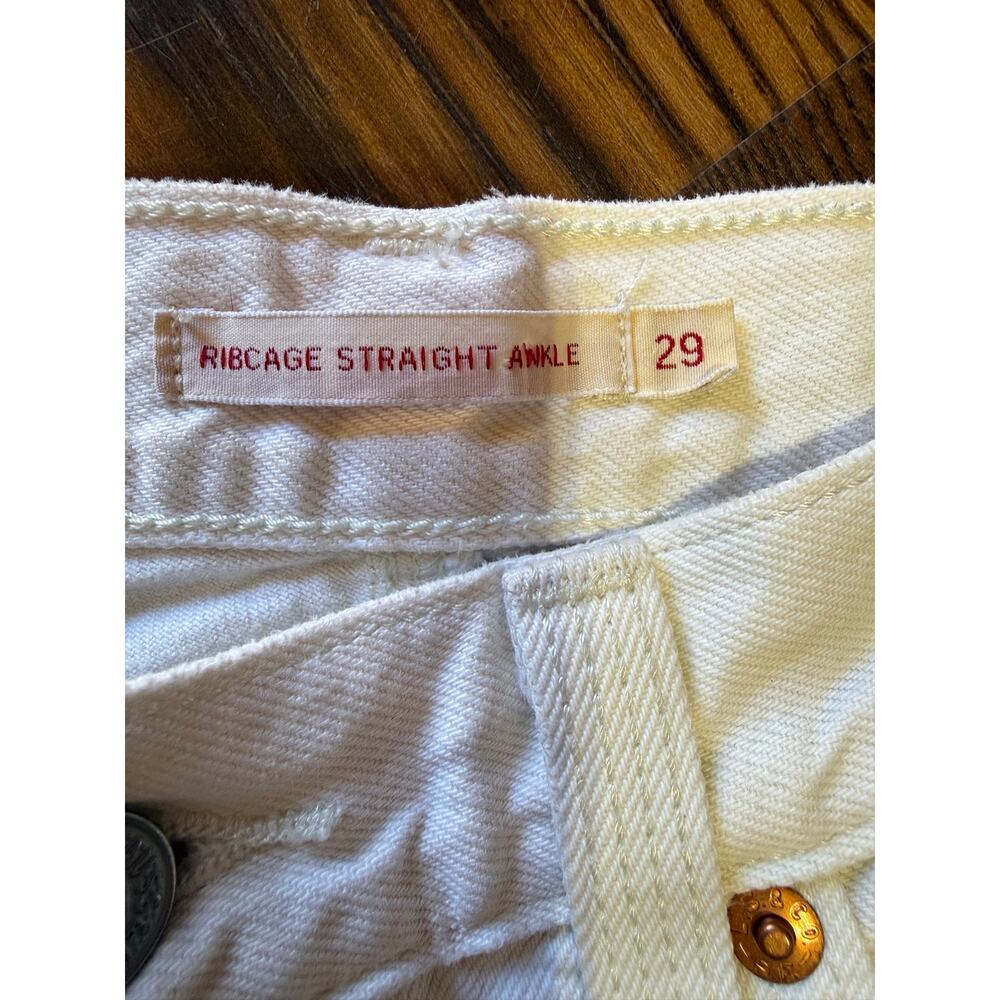 Levi’s Ribcage Straight Ankle Rainbow White Denim Jeans Size 29 - Picture 5 of 13